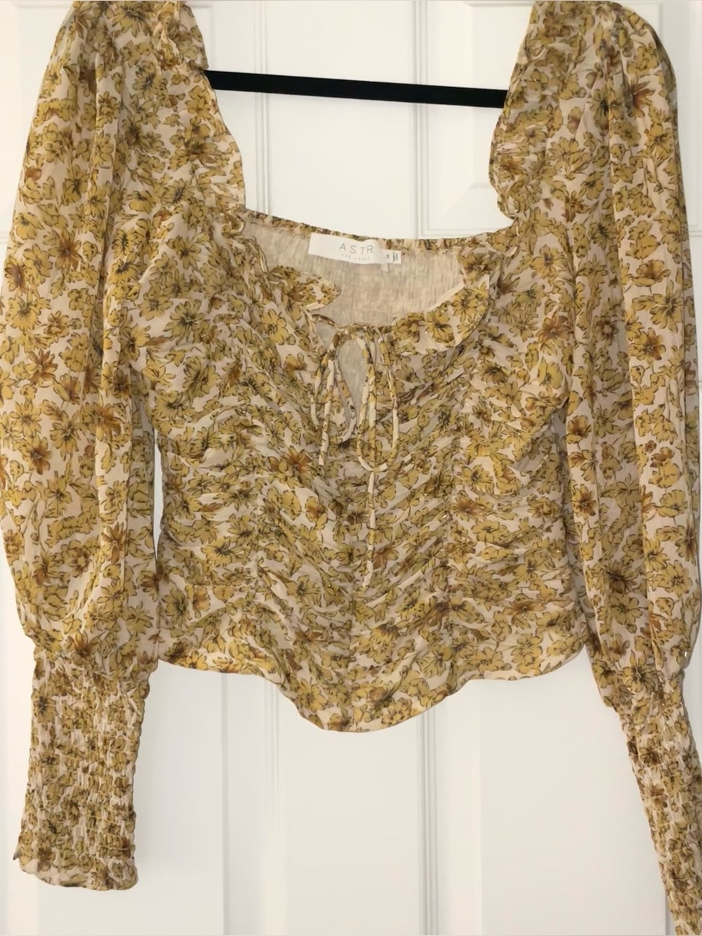 ASTR Floral Ruffle Tie-Front Blouse